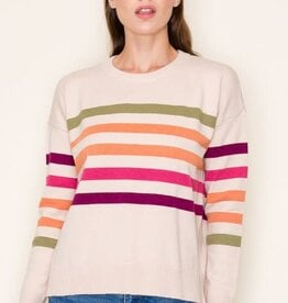 TLC MULTI COLOR STRIPE CREW NECK LONG SLEEVE PULLOVER