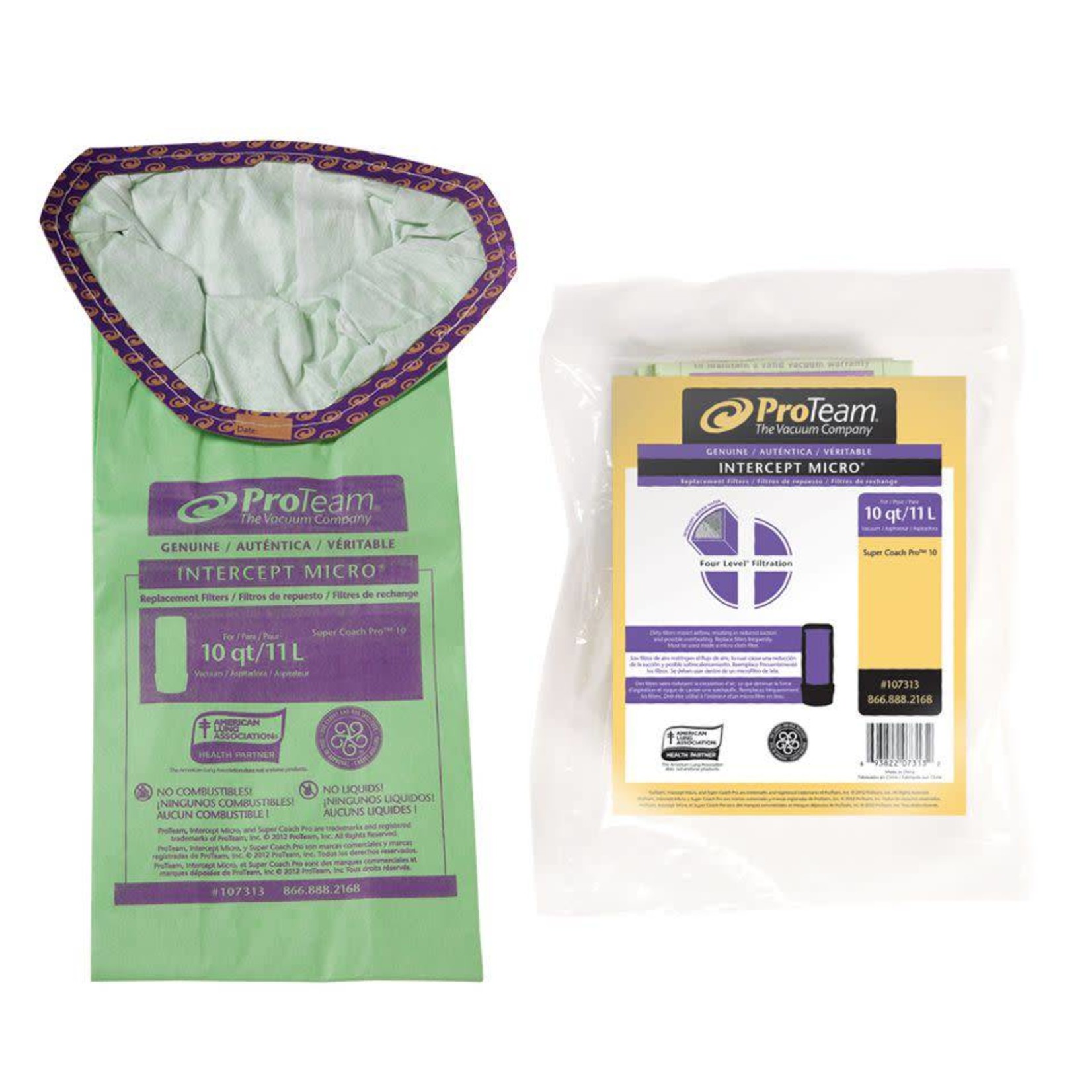 ProTeam Pro Team Interceptor 10 Qt Triangle Collar Vacuum Bags