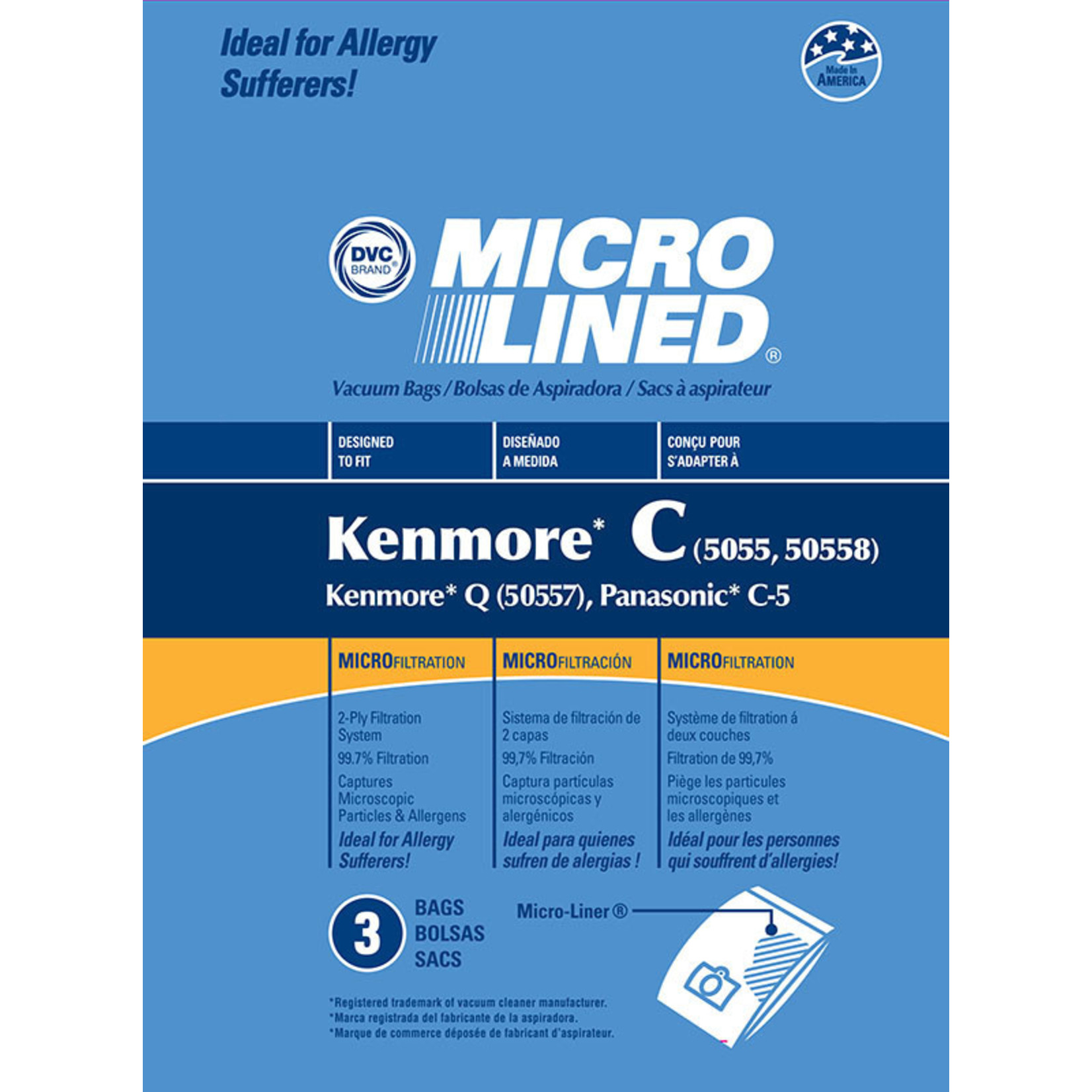 DVC DVC Kenmore Style "C" Canister Vacuum Bag - 5055, 50557, & 50558 - 3pk