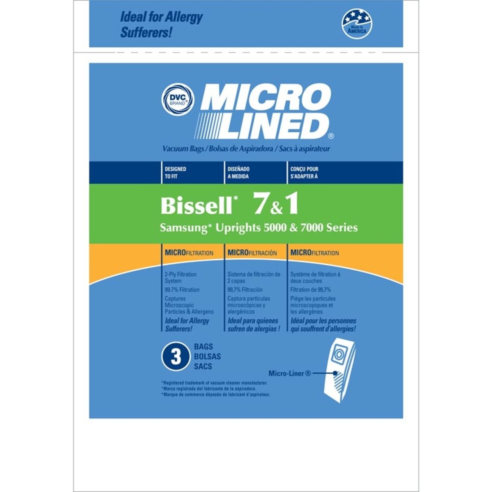 DVC Bissell Type "7 & 1" Vacuum Bags - 3pk