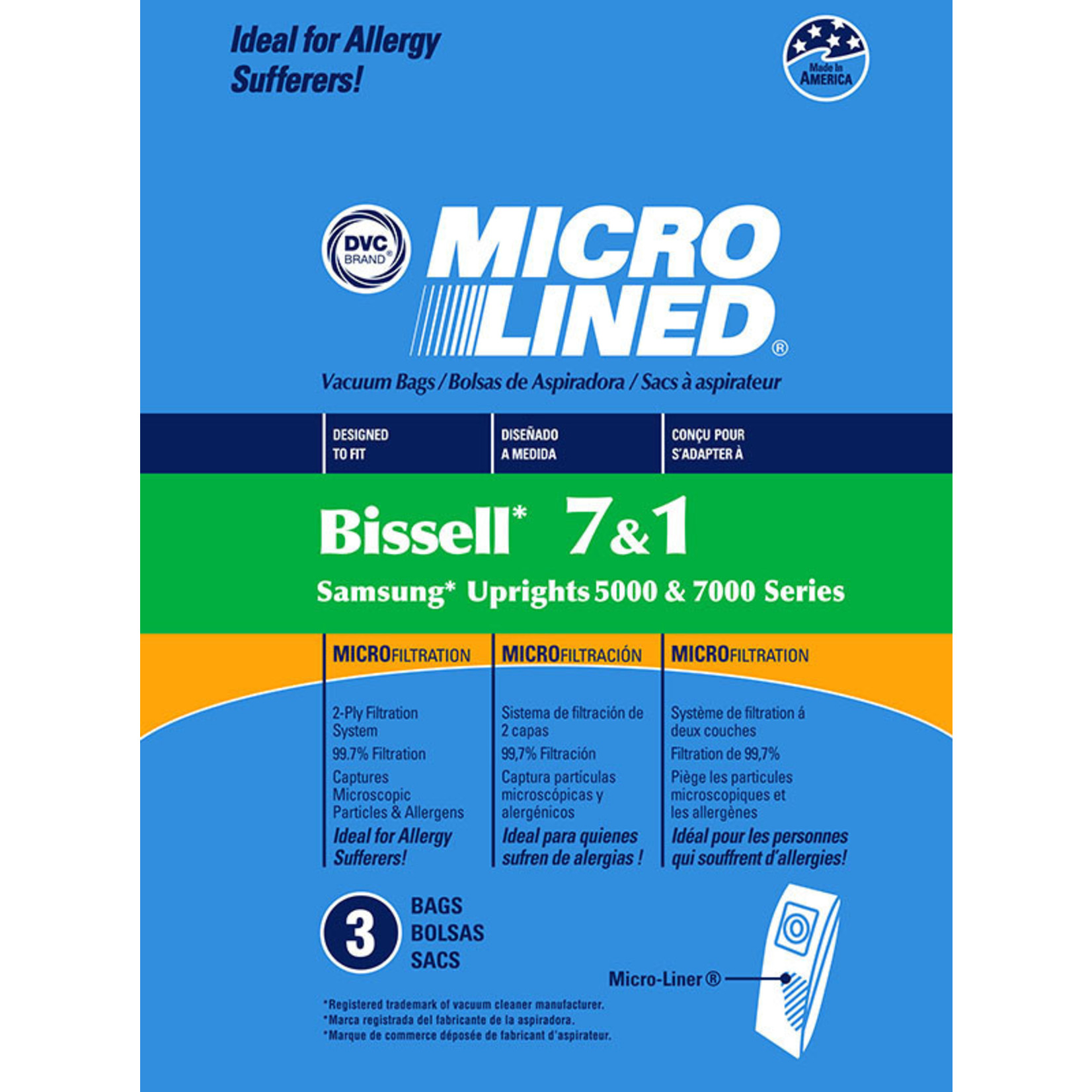 DVC Bissell Type "7 & 1" Vacuum Bags - 3pk