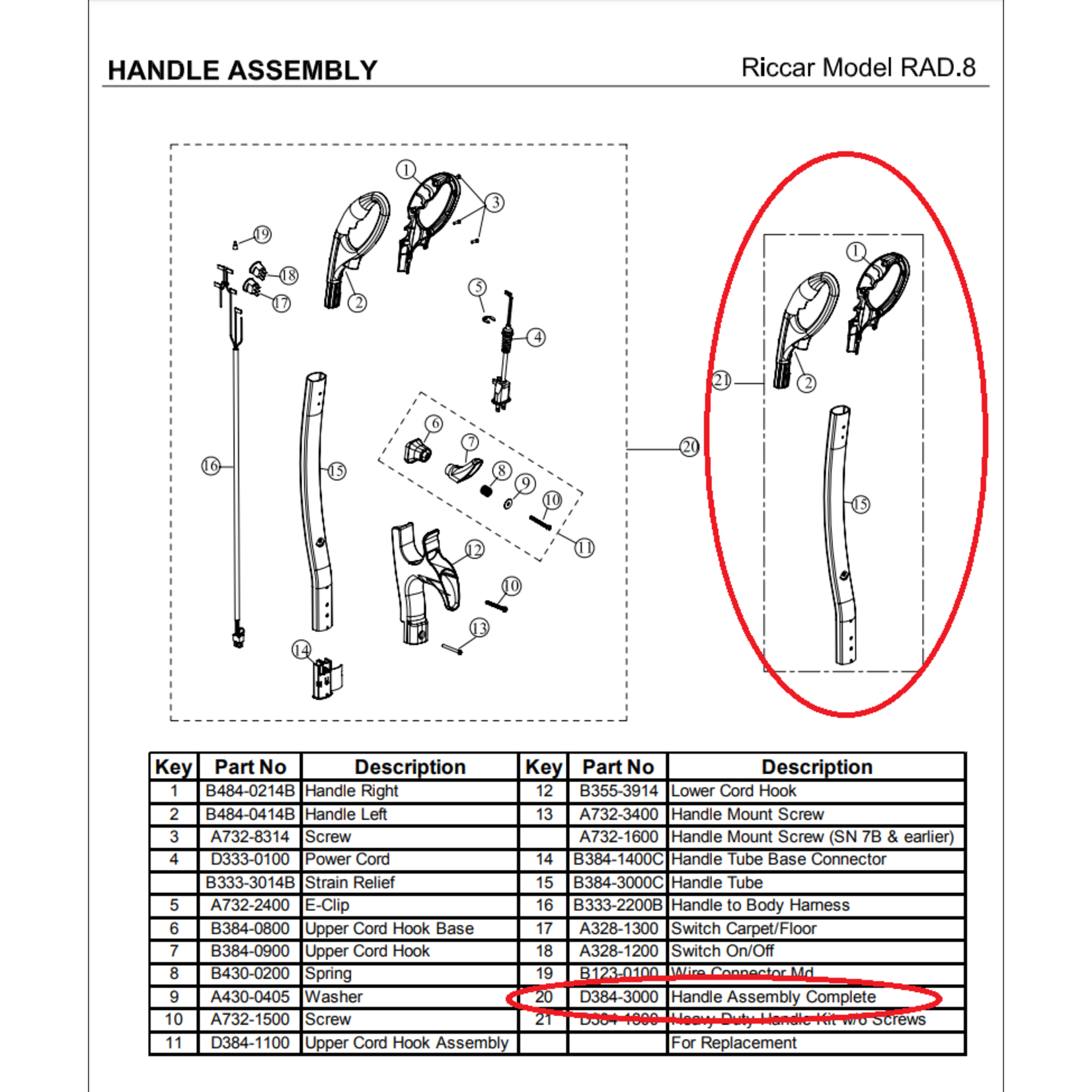 Riccar Riccar RAD.8 Handle and Tube Only