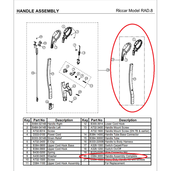 Riccar Riccar RAD.8 Handle and Tube Only