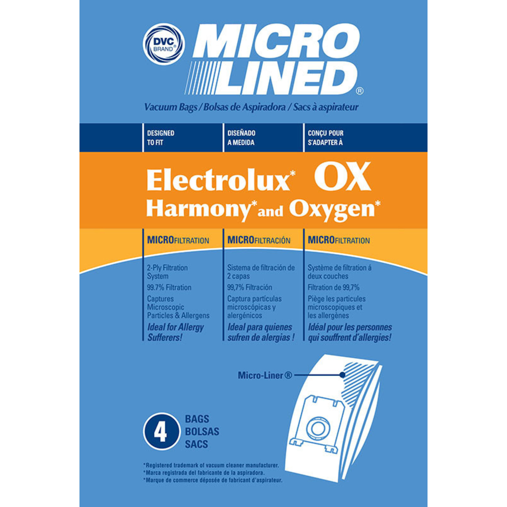 DVC Eureka "S / OX" Micro Allergen Vacuum Bags - 4pk