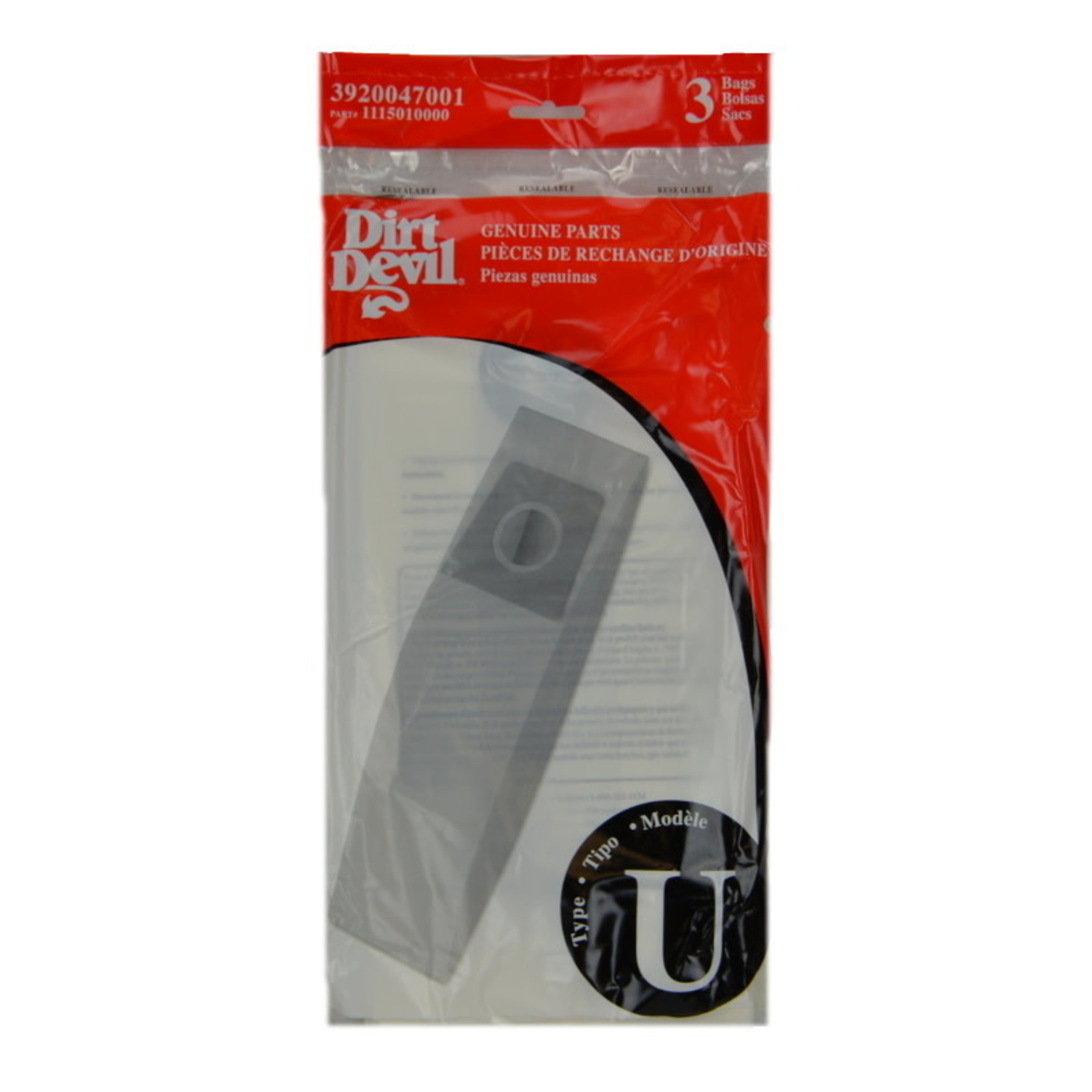 Dirt Devil Dirt Devil Style "U" Bag (3pk)