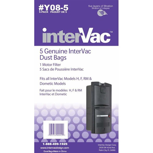 Intervac 009013 Intervac Garage Vac Paper Bags - Y08 - Pack of 5