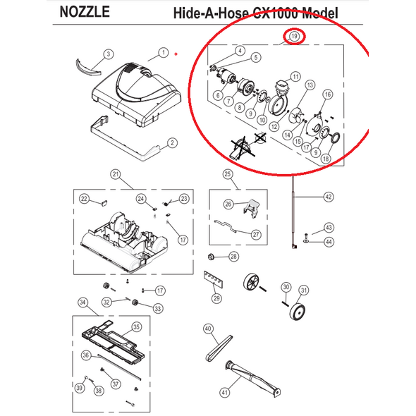 Riccar Riccar CX1000 Motor Assembly w/ Fan & Housing