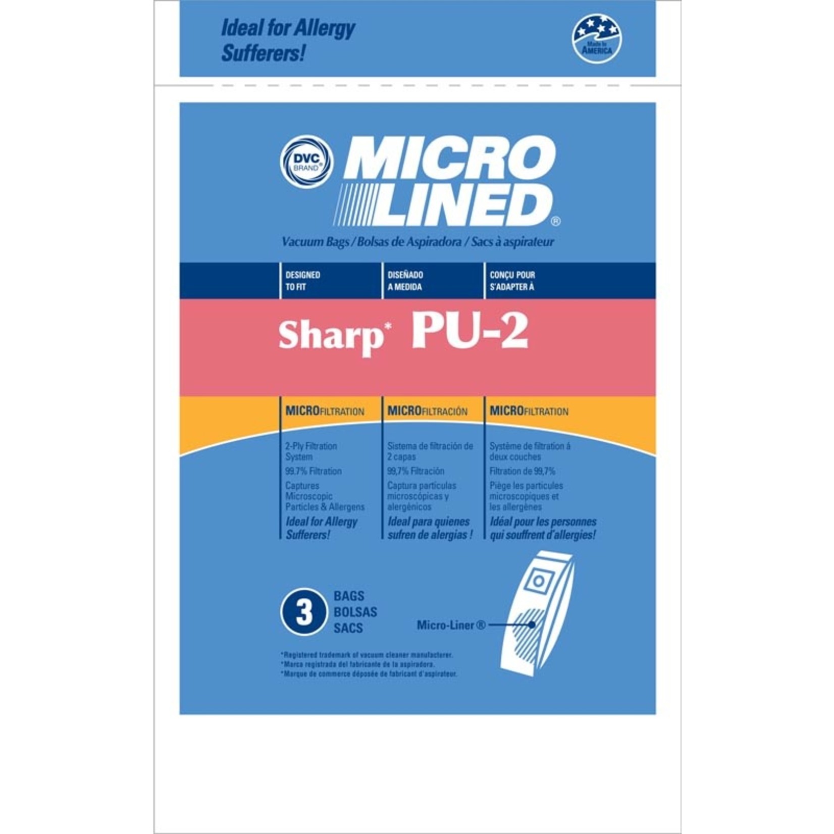 Sharp Sharp Style PU-2 Vacuum Bags - 3-Pack