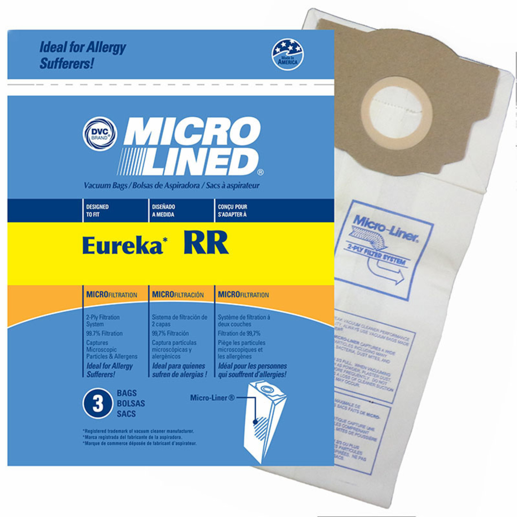 DVC Eureka Style "RR"  Vacuum Bags - 3pk