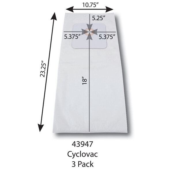 Centec Cen-Tec & CycloVac Central Vacuum Micro-Filter Vacuum Bags - 3-Pack