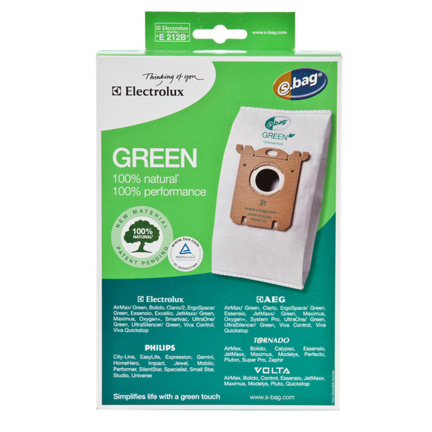 Electrolux Electrolux Green Unbleached S-Vacuum Bags Fits - 3-Pack