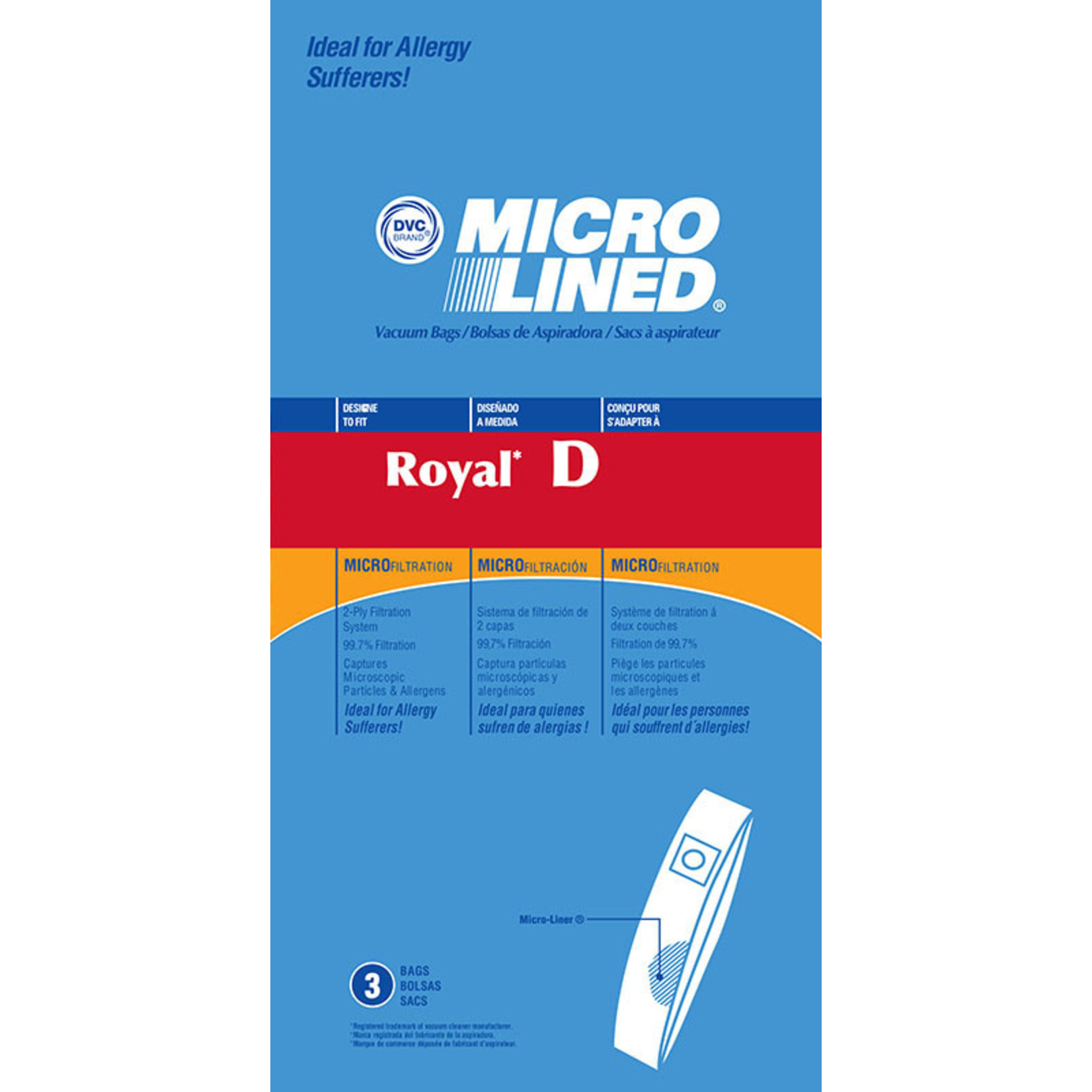 DVC Dirt Devil & Royal Type "D" Vacuum Bags - 3pk
