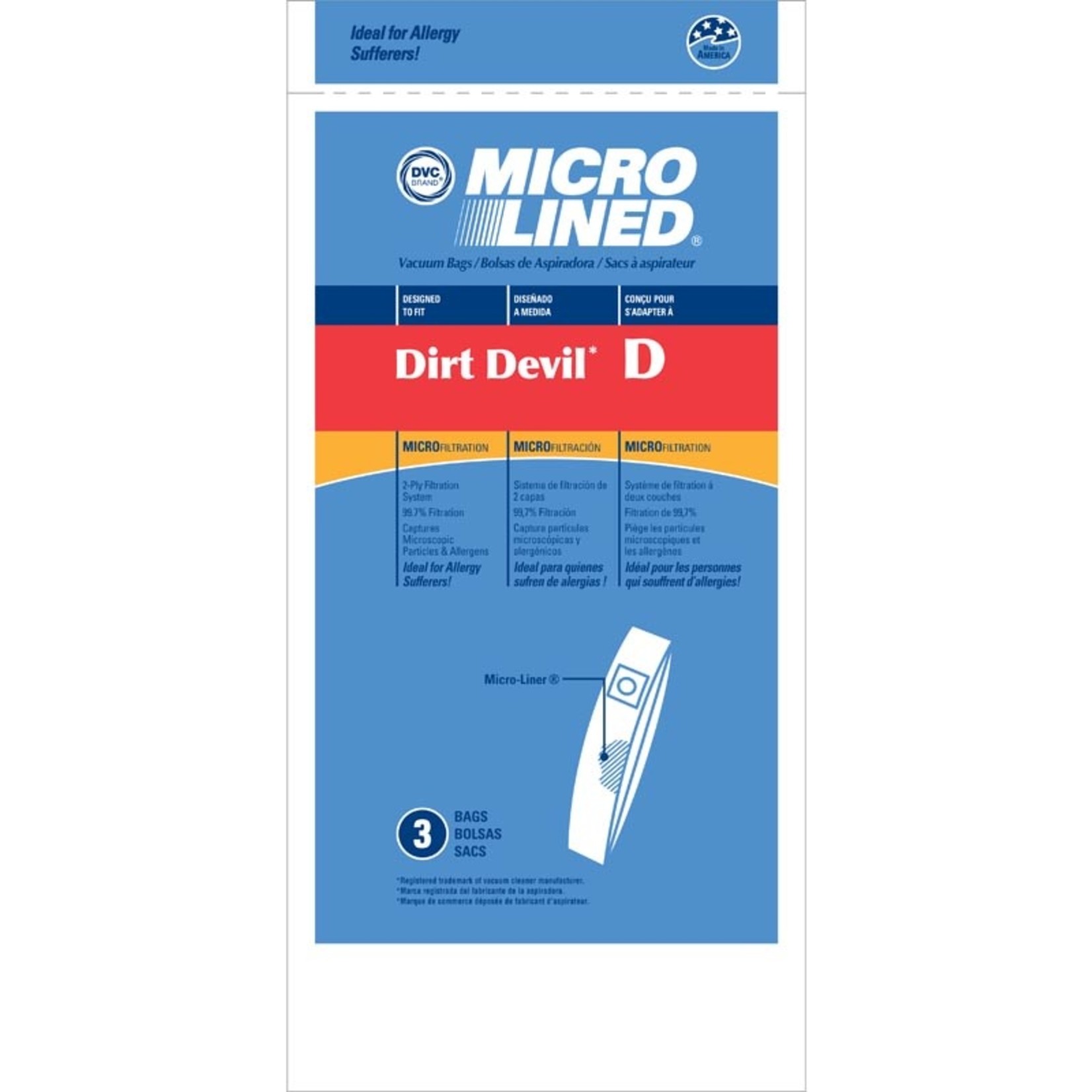 DVC Dirt Devil & Royal Type "D" Vacuum Bags - 3pk