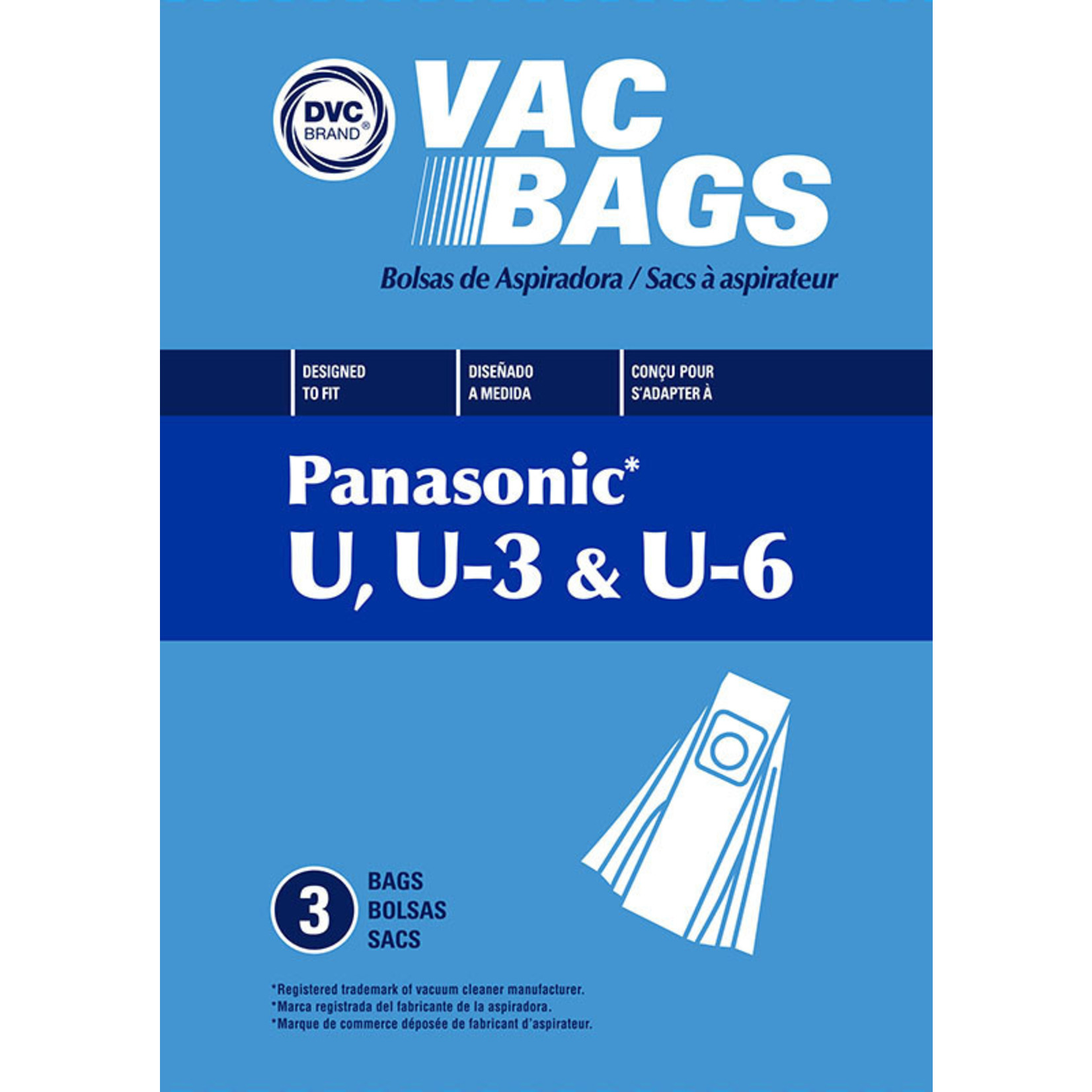 DVC Panasonic Style "U, U-3, U-6, & MC-115P" Vacuum Bag (3pk)