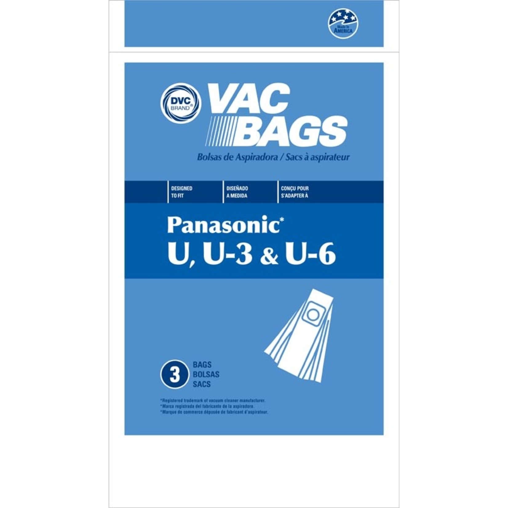 DVC Panasonic Style "U, U-3, U-6, & MC-115P" Vacuum Bag (3pk)