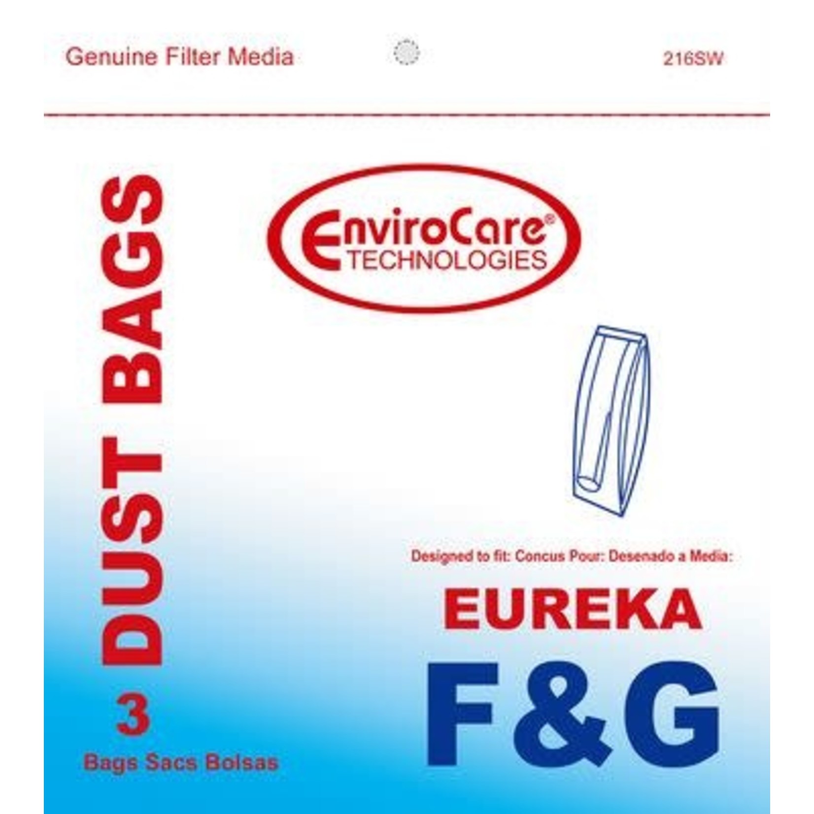 EnviroCare Envirocare Eureka/Sanitaire F&G Single Wall Bag - 3pk