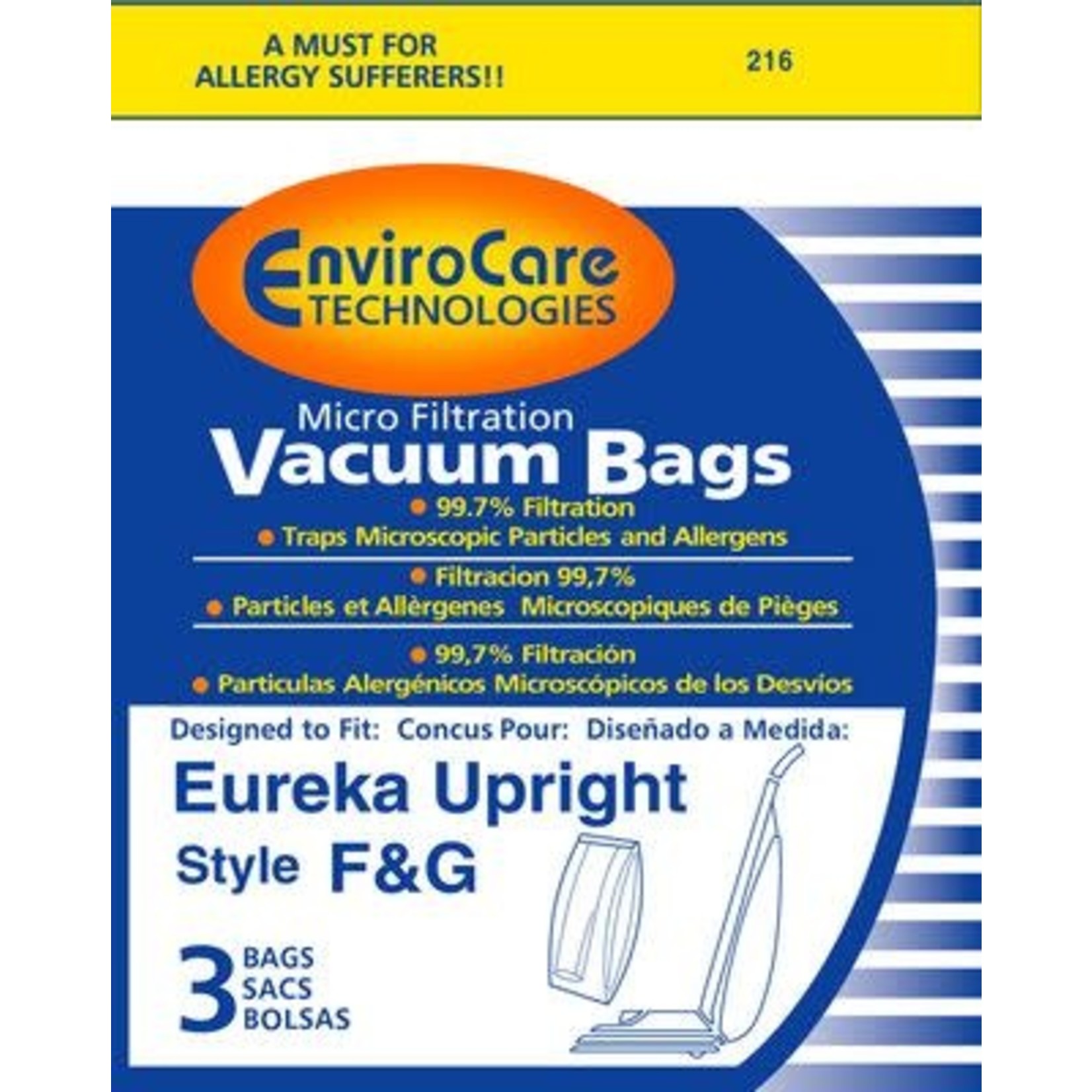 EnviroCare Envirocare Eureka and Sanitaire F&G Bag - 3pk