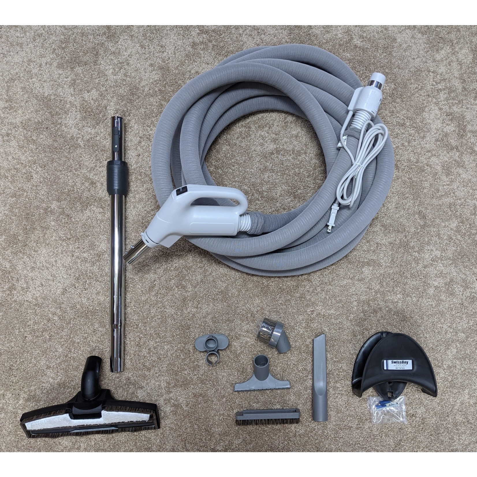 Swiss Boy 30' Dual-Volt Central Vacuum Hose with Sock & Tool Set - Pig Tail