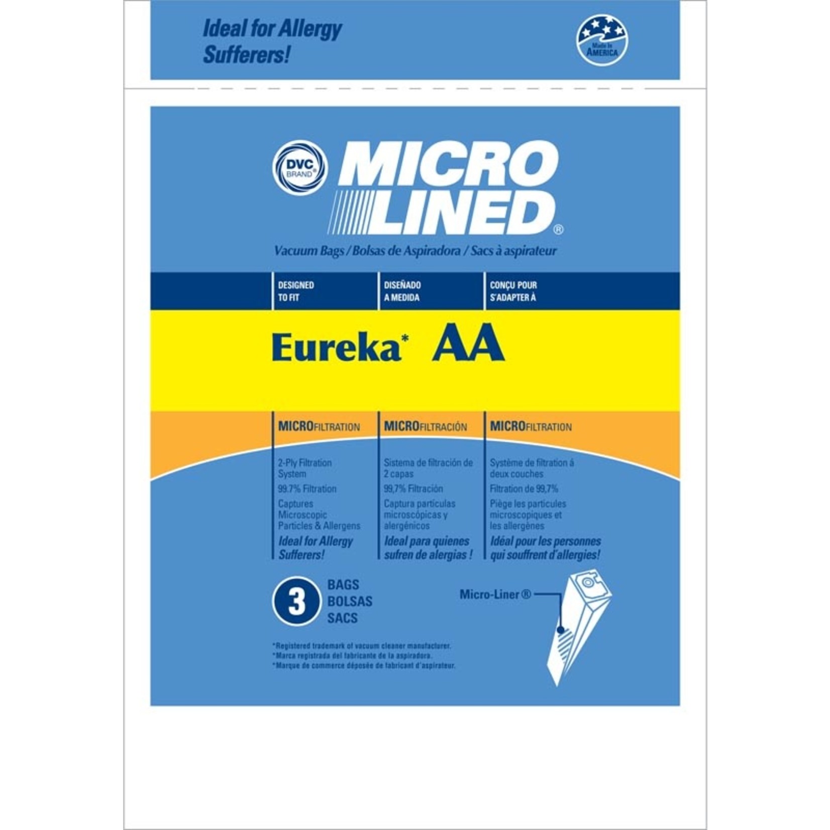DVC Eureka Style "AA" Vacuum Bags - 3pk