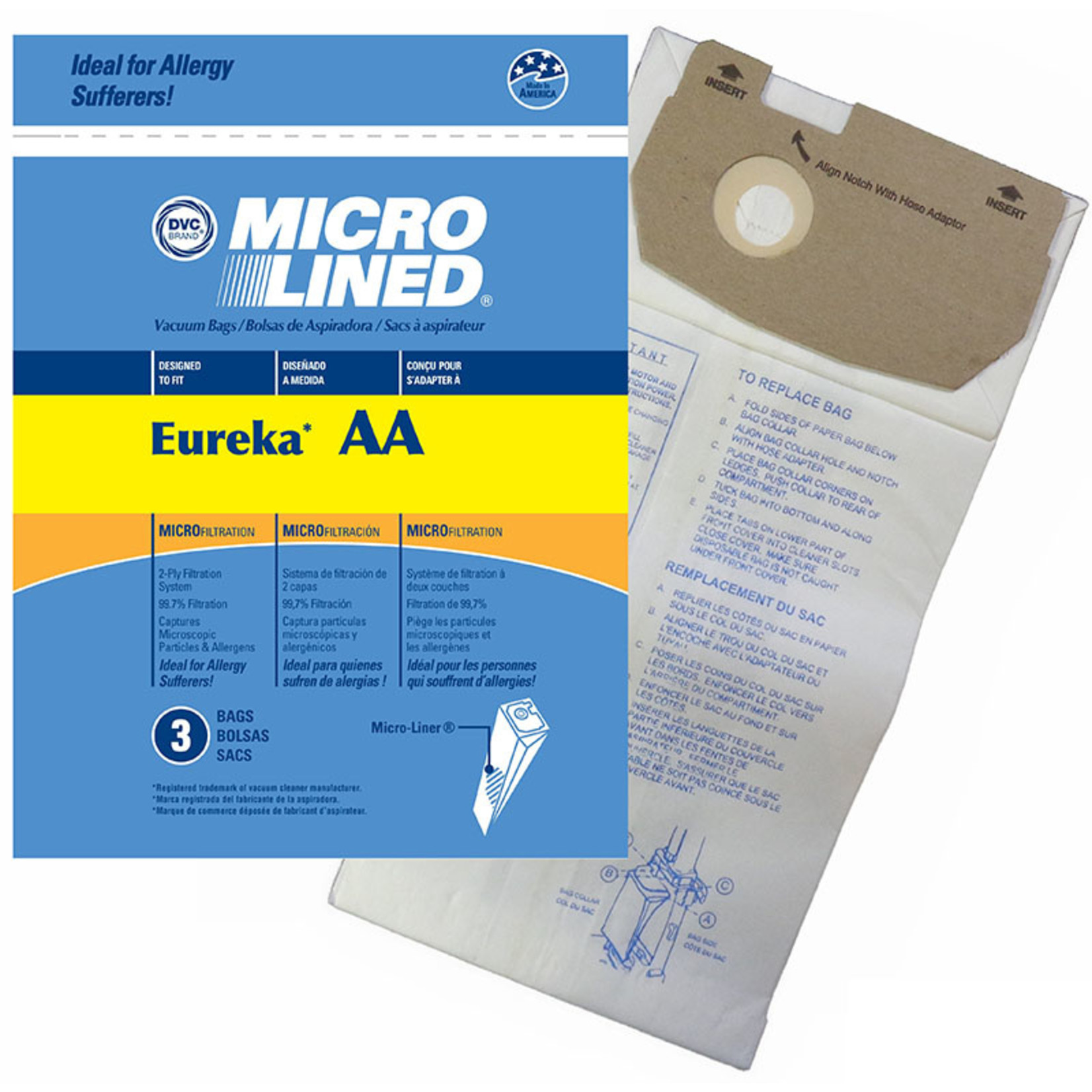 DVC Eureka Style "AA" Vacuum Bags - 3pk