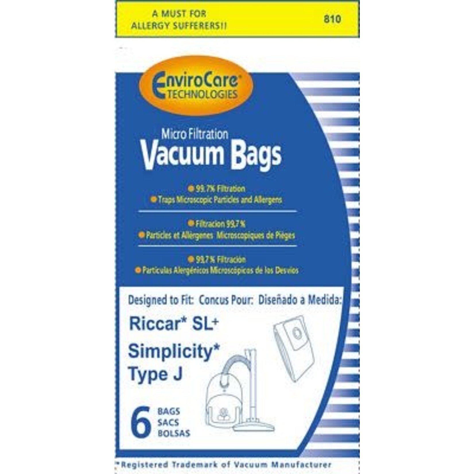 EnviroCare EnviroCare Riccar type 'J' Bag - 3pk
