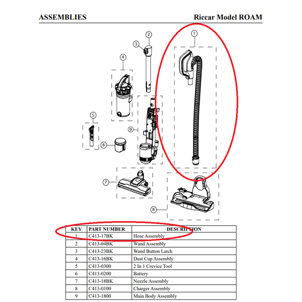 Riccar Riccar Roam Hose Assembly