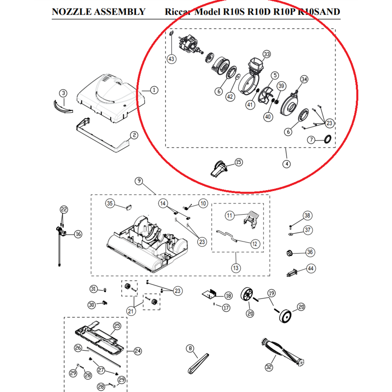 Riccar Riccar, CleanMax, & Simplicity Direct Air Motor Assembly with Grooved Pully for Ultra Light Weight Vacuums
