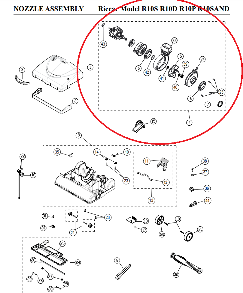 Riccar Supralite Direct Air Motor Assembly for Lifetime Belt Swiss
