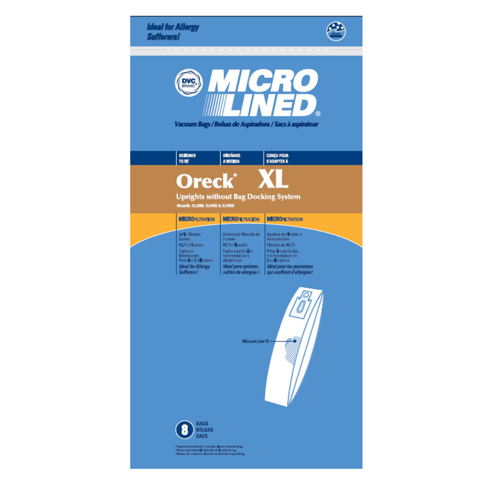 DVC Oreck XL Vacuum Bag (no Dock system) (8pk)