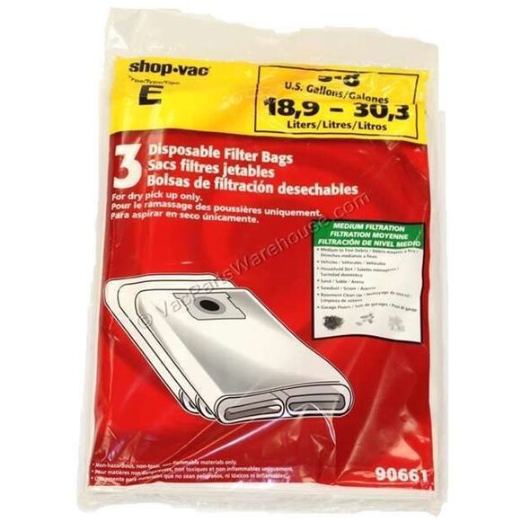 Shop Vac Shop Vac Type E Paper Vacuum Bags - 5-8 Gallon 3-Pack