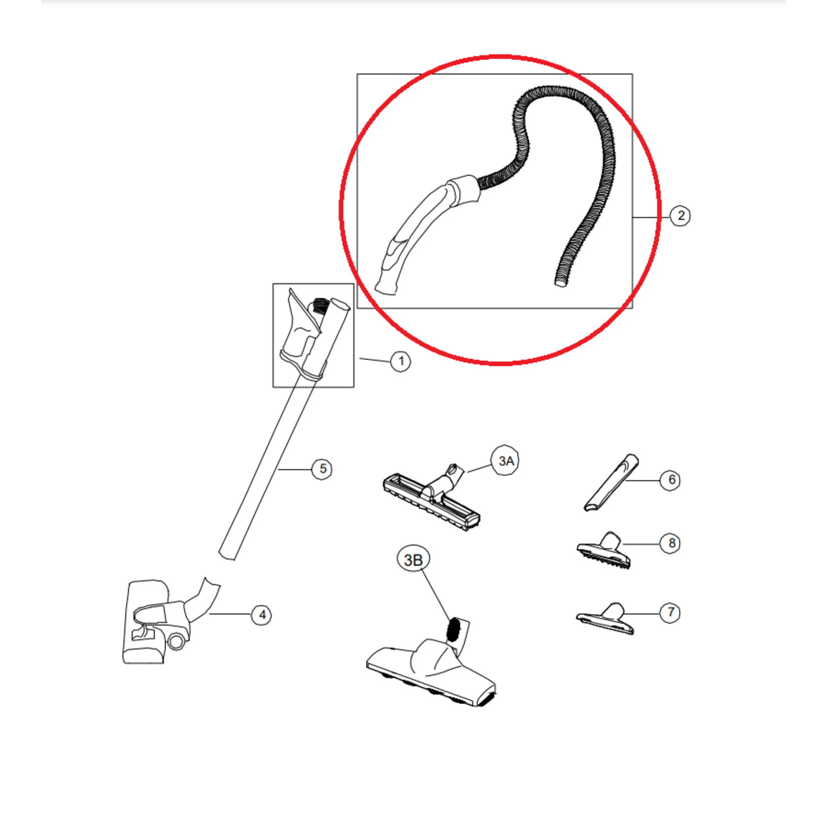 Riccar Riccar Sunburst Sun.1, Jack.1 & Moon Canister Hose Assembly