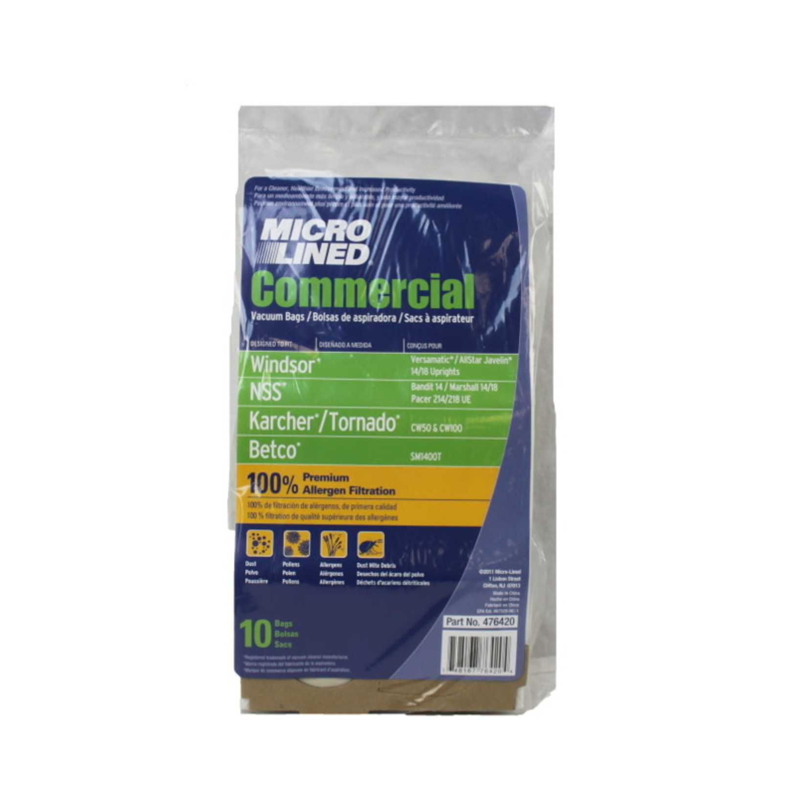Windsor Windsor, NSS, Karcher, Tornado & Betco Vacuum Bags - 10pk