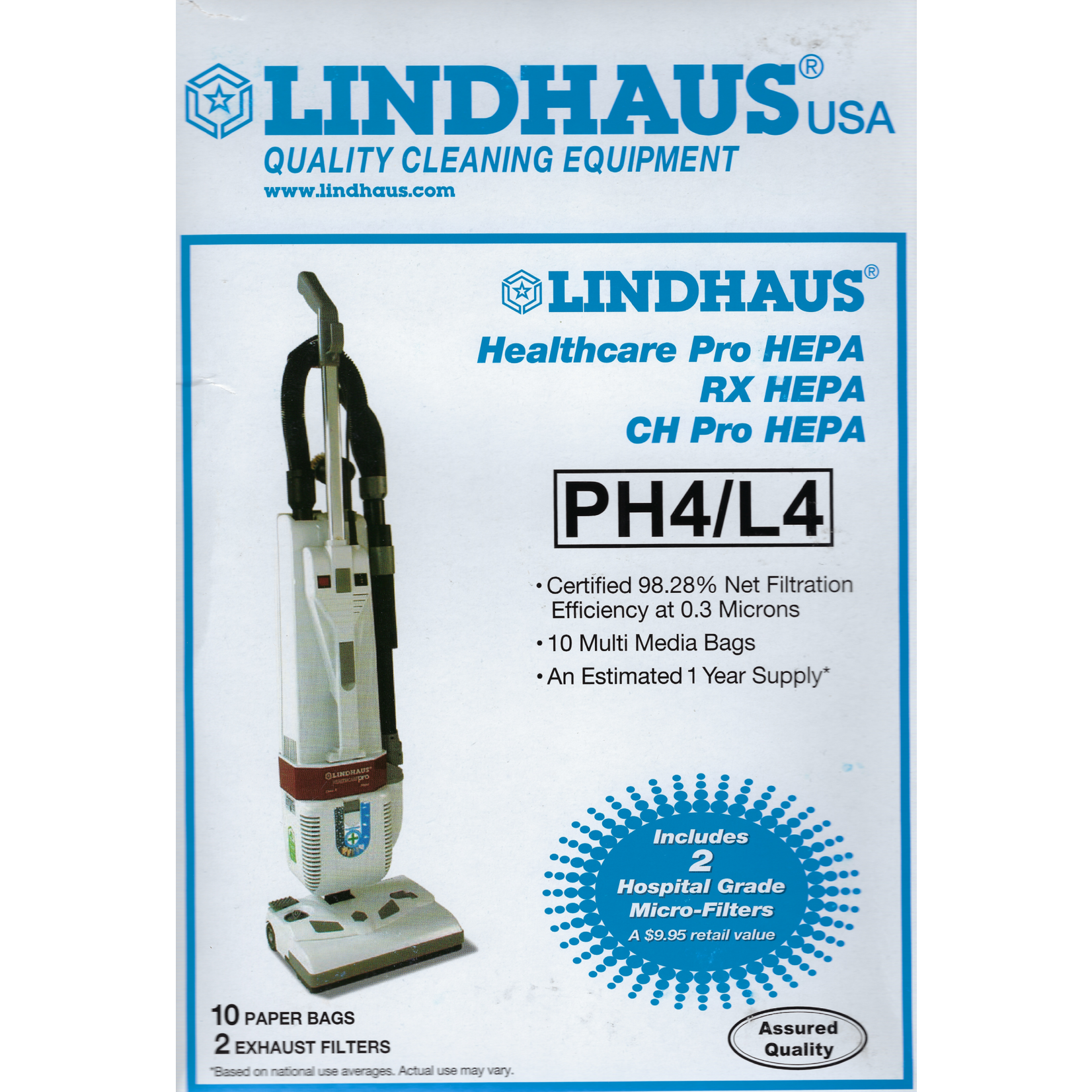 Lindhaus Lindhaus PH4 Paper Vacuum Bags - 10 Bags + 2 Filters