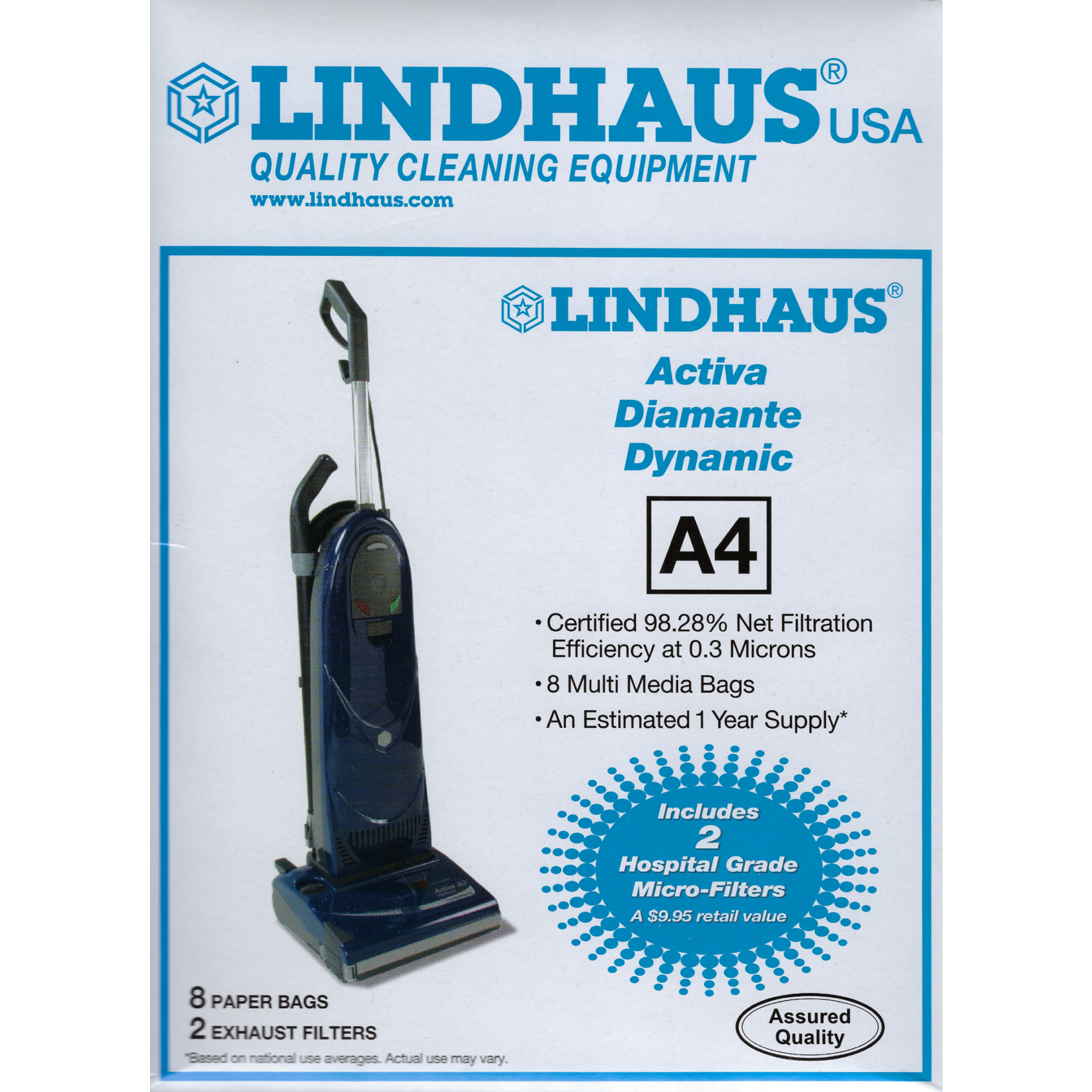 Lindhaus Lindhaus "A4" Paper Bag (8 Pack & 2 Filters)