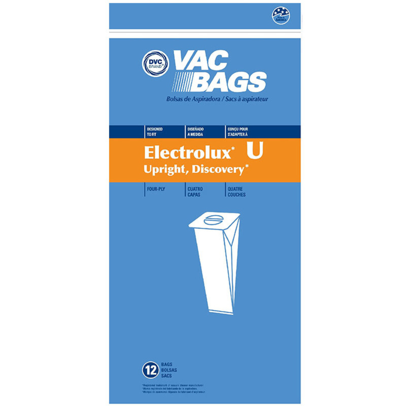 DVC Electrolux Style "U" Upright Paper Vacuum Bags - 12pk