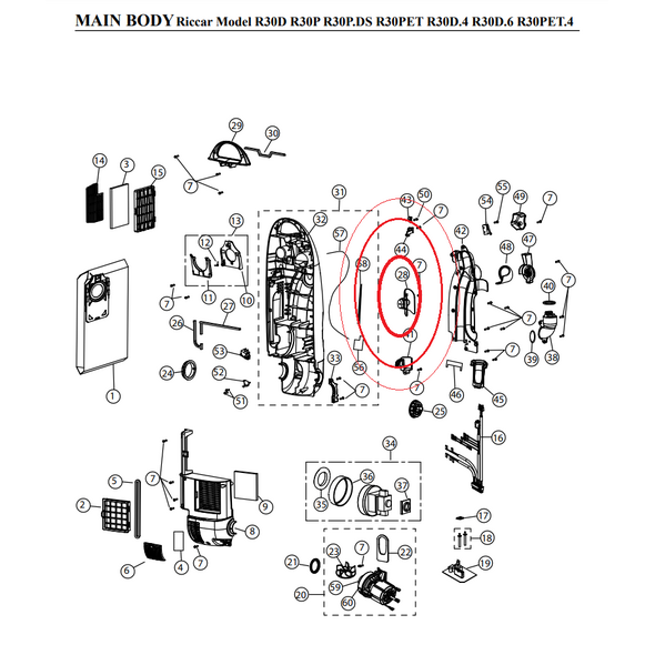 Riccar Riccar R30 and R40 Hose Guide with Magnet
