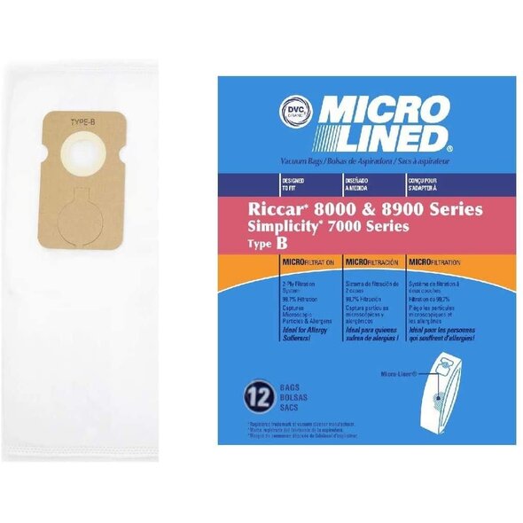 Riccar Riccar Replacement 7000, 8000 Type B Paper Vacuum Bags - 6-Pack