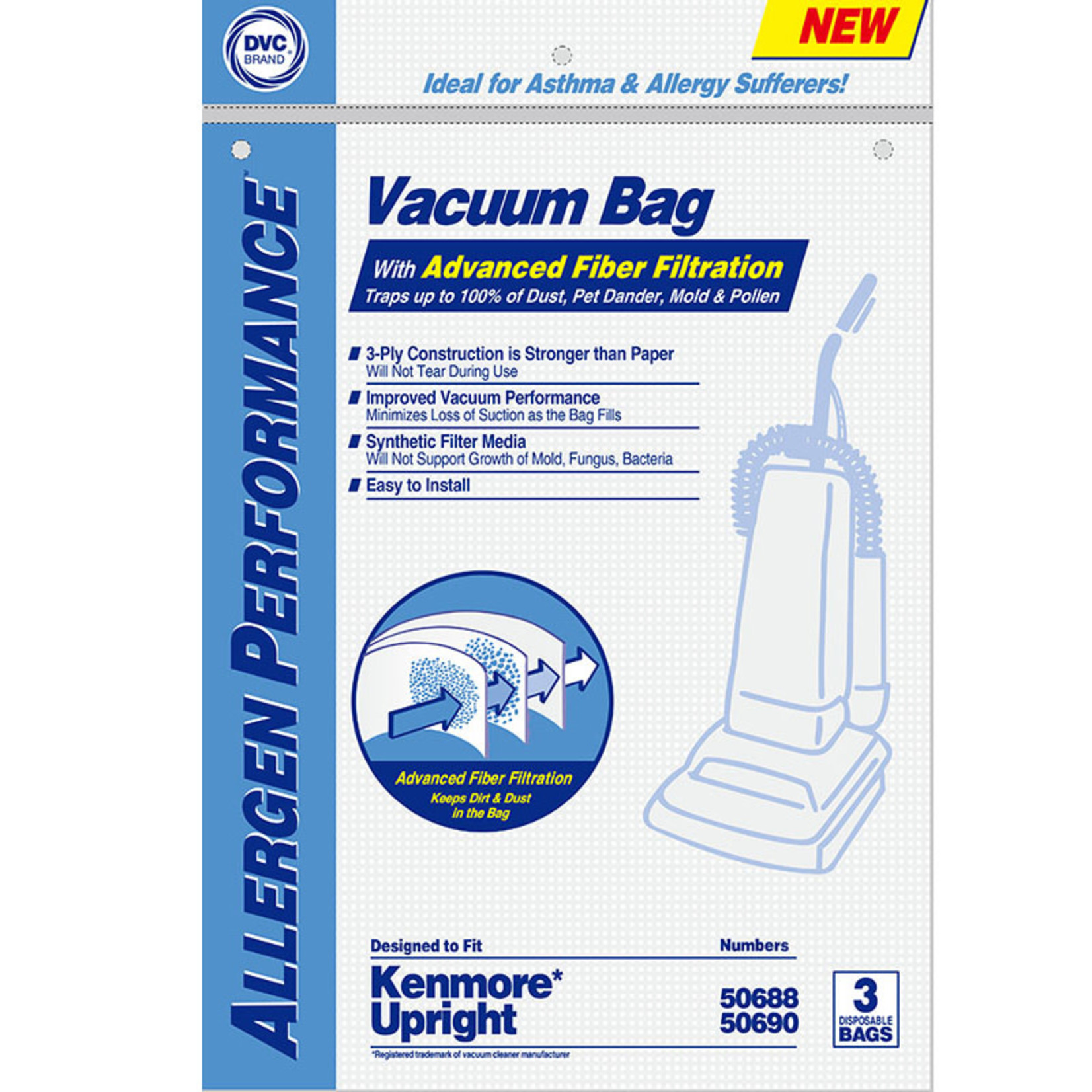 DVC DVC Kenmore Style "U, L & O" Upright Cloth Bag (Fits 50688,50690)