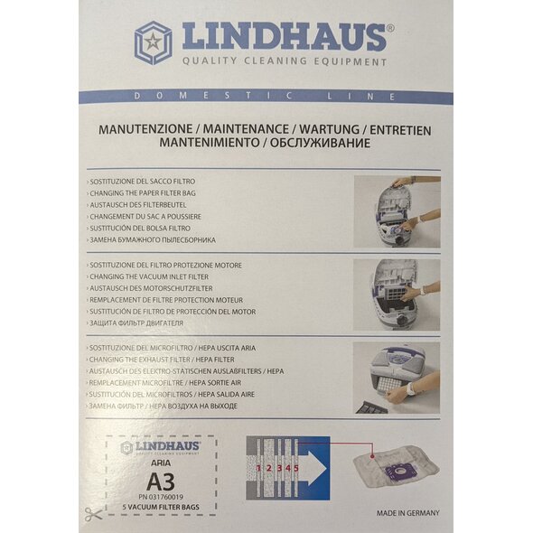 Lindhaus Lindhaus "A3" HEPA Cloth Vacuum Bag (5 Pack)
