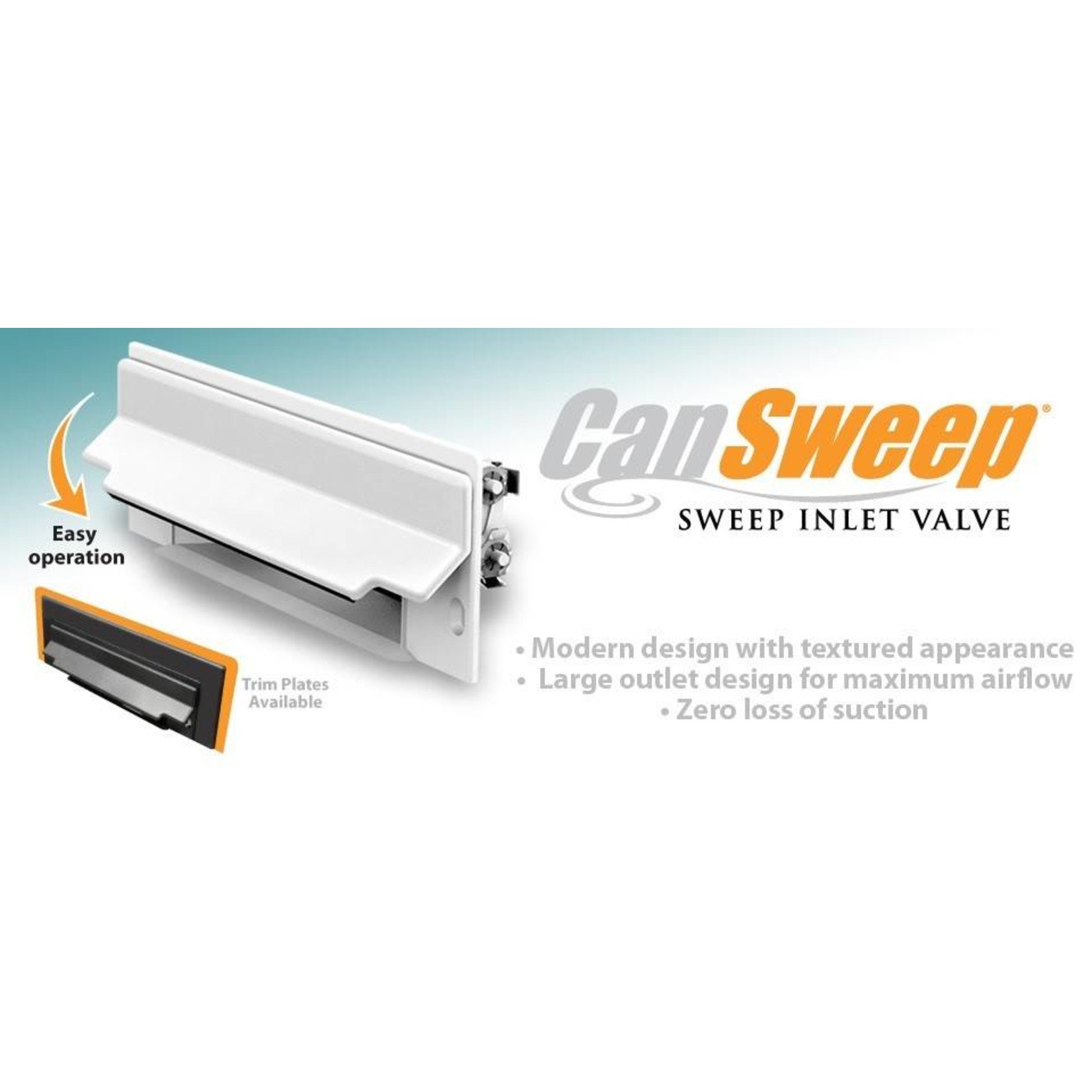 Canplas CanSweep Auto Sweep Inlet Valve Trim Plate - White