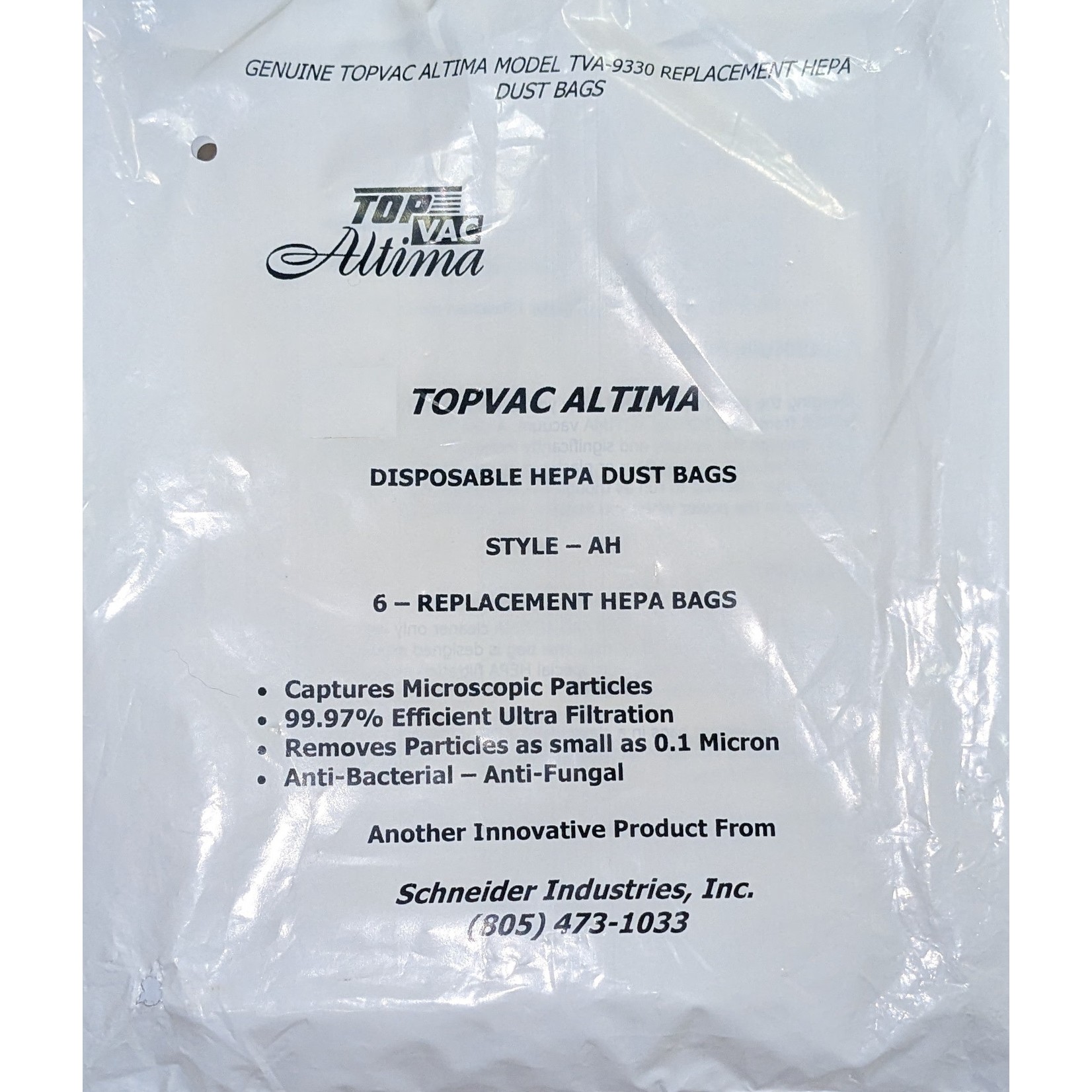 TopVac Altima Style AH Cloth HEPA Vacuum Bags - 6-Pack