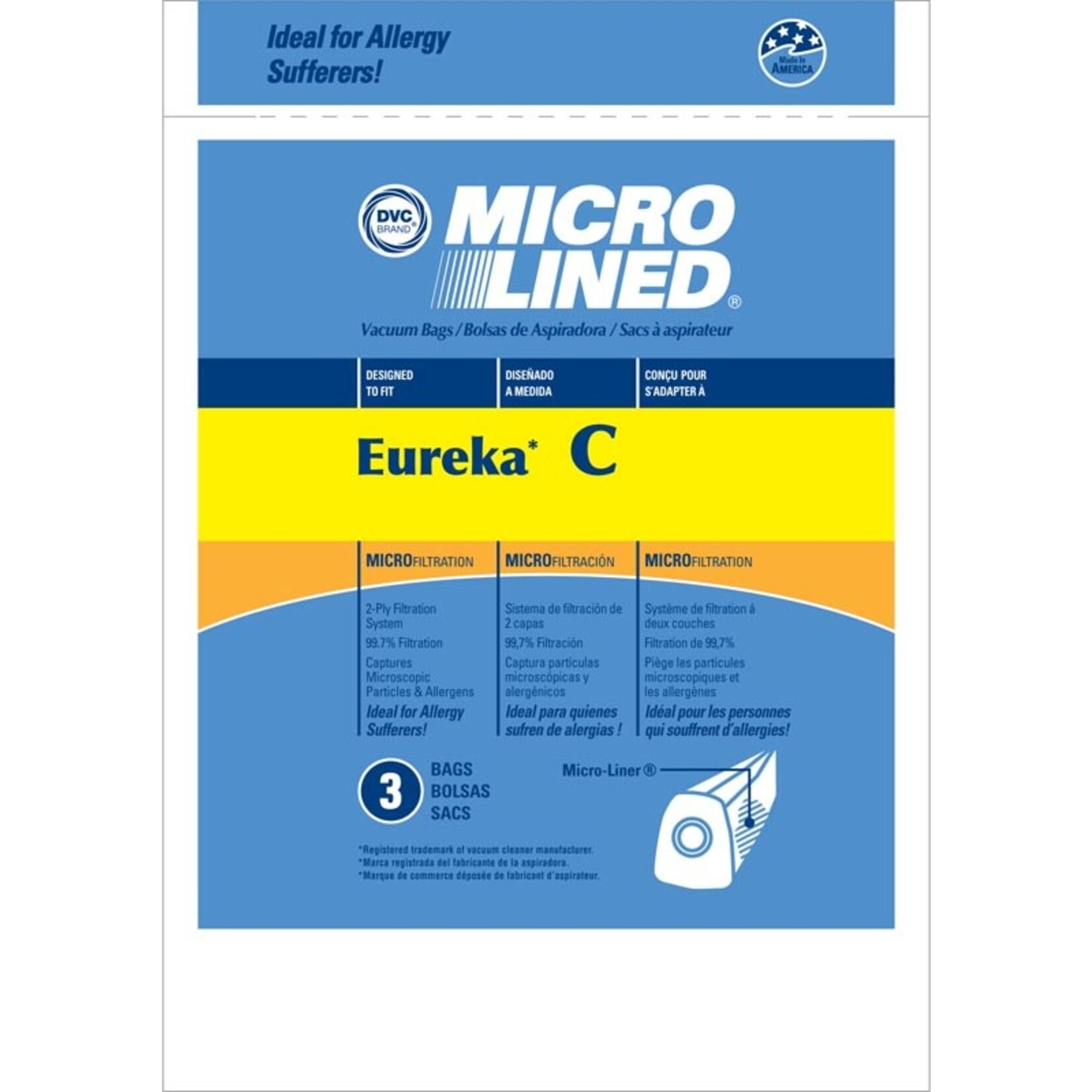 DVC Eureka Style "C" Vacuum Bags - 3pk