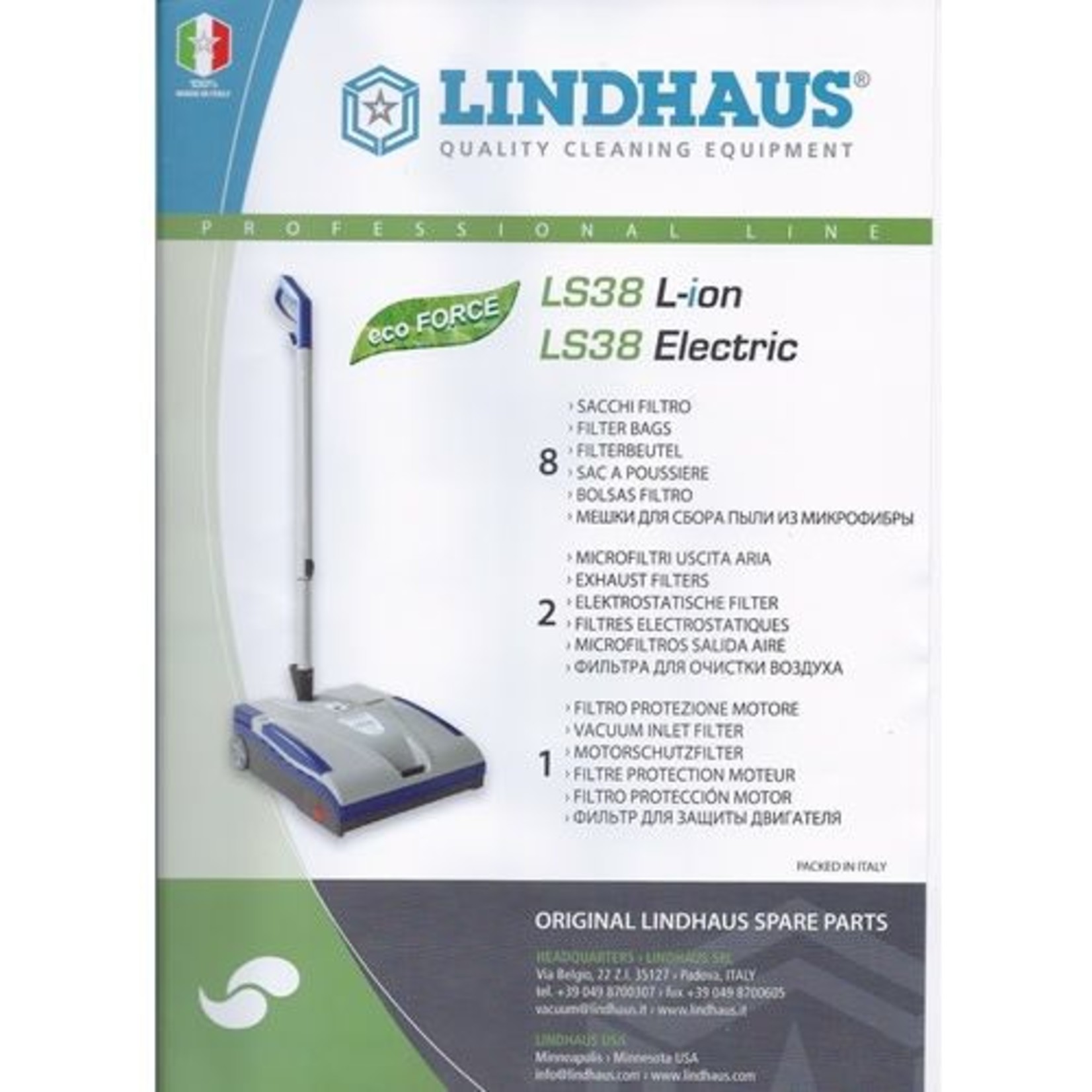 Lindhaus Lindhaus "LS38" HEPA Cloth Bags (8pk & 3 Filters)