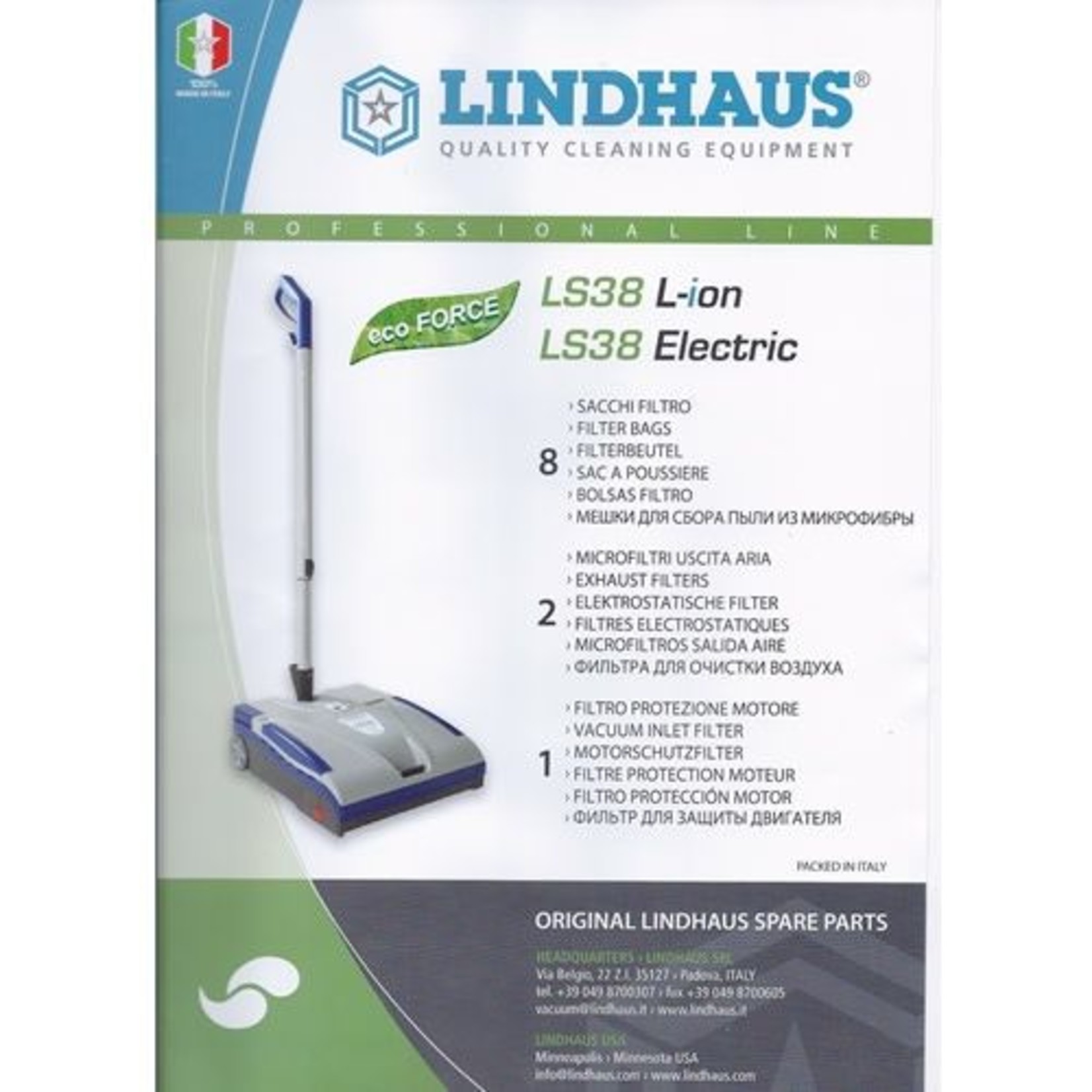 Lindhaus Lindhaus "LS38" HEPA Cloth Vacuum Bags - 8pk & 3 Filters