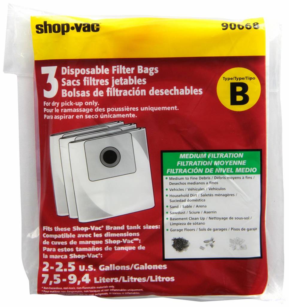 Shop Vac Type "B" Bags (3pk) - Swiss Boy Vacuum