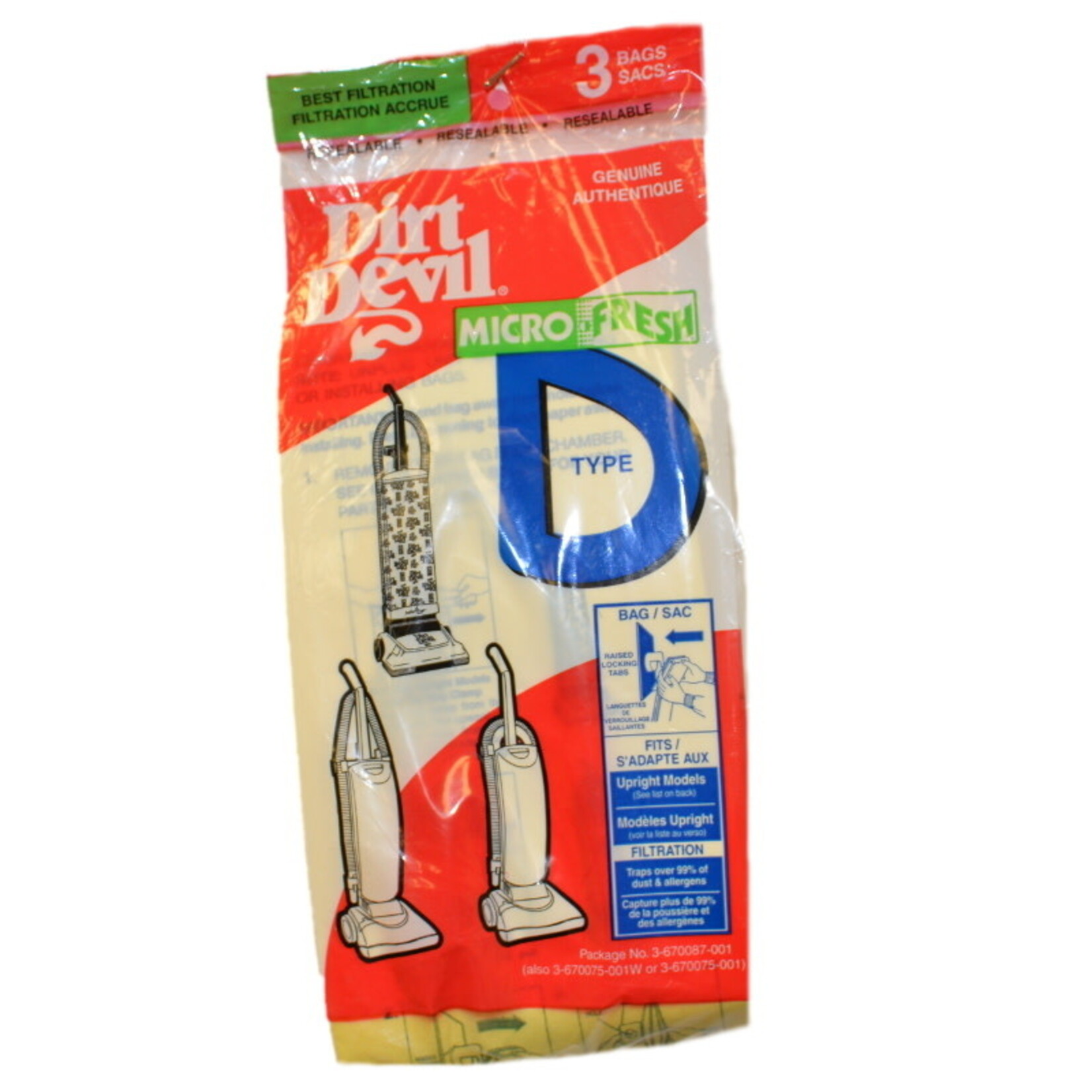Dirt Devil Royal & Dirt Devil Type "D" Vacuum Bags - 3pk
