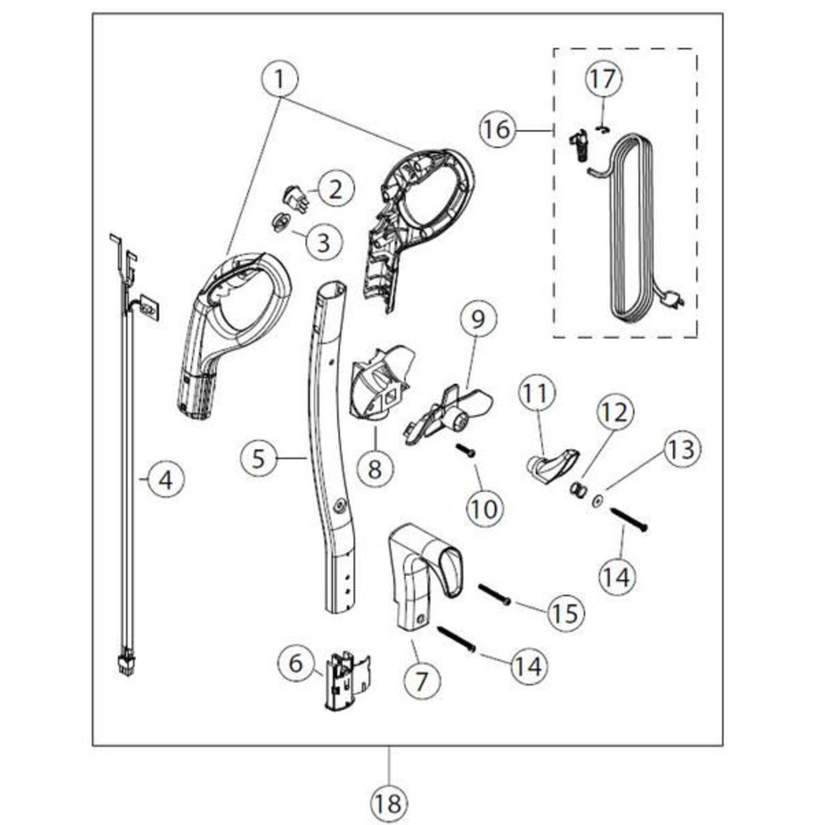 Riccar Riccar R40 Handle Assembly with Cord