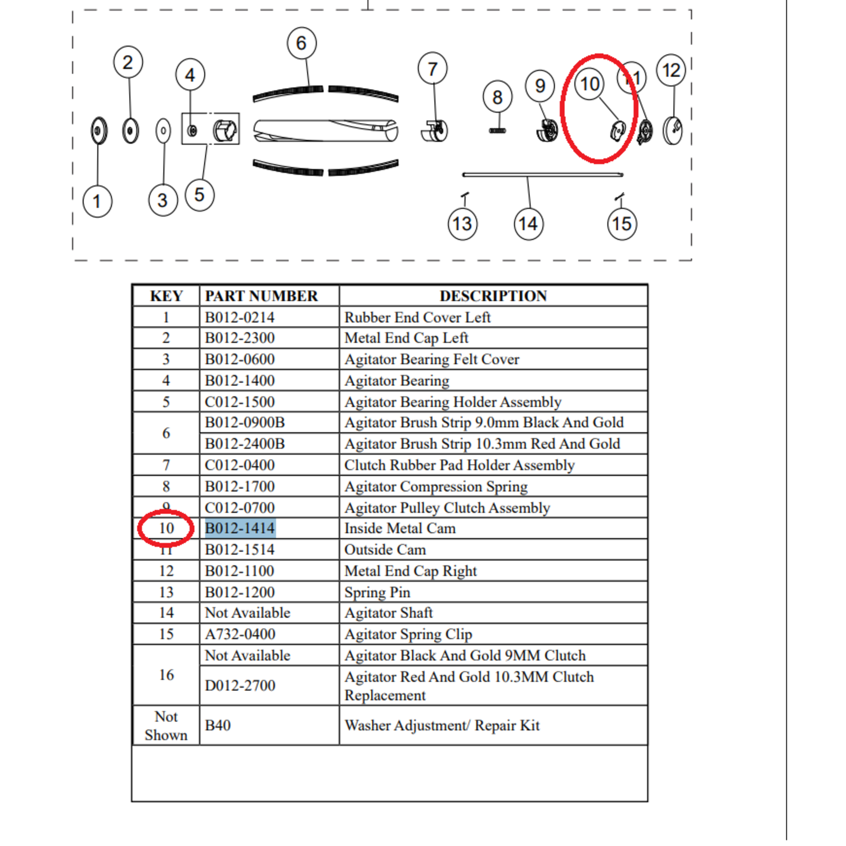 Riccar Riccar & Simplicity Inside Moveable Cam Metal for Clutched Brushrolls