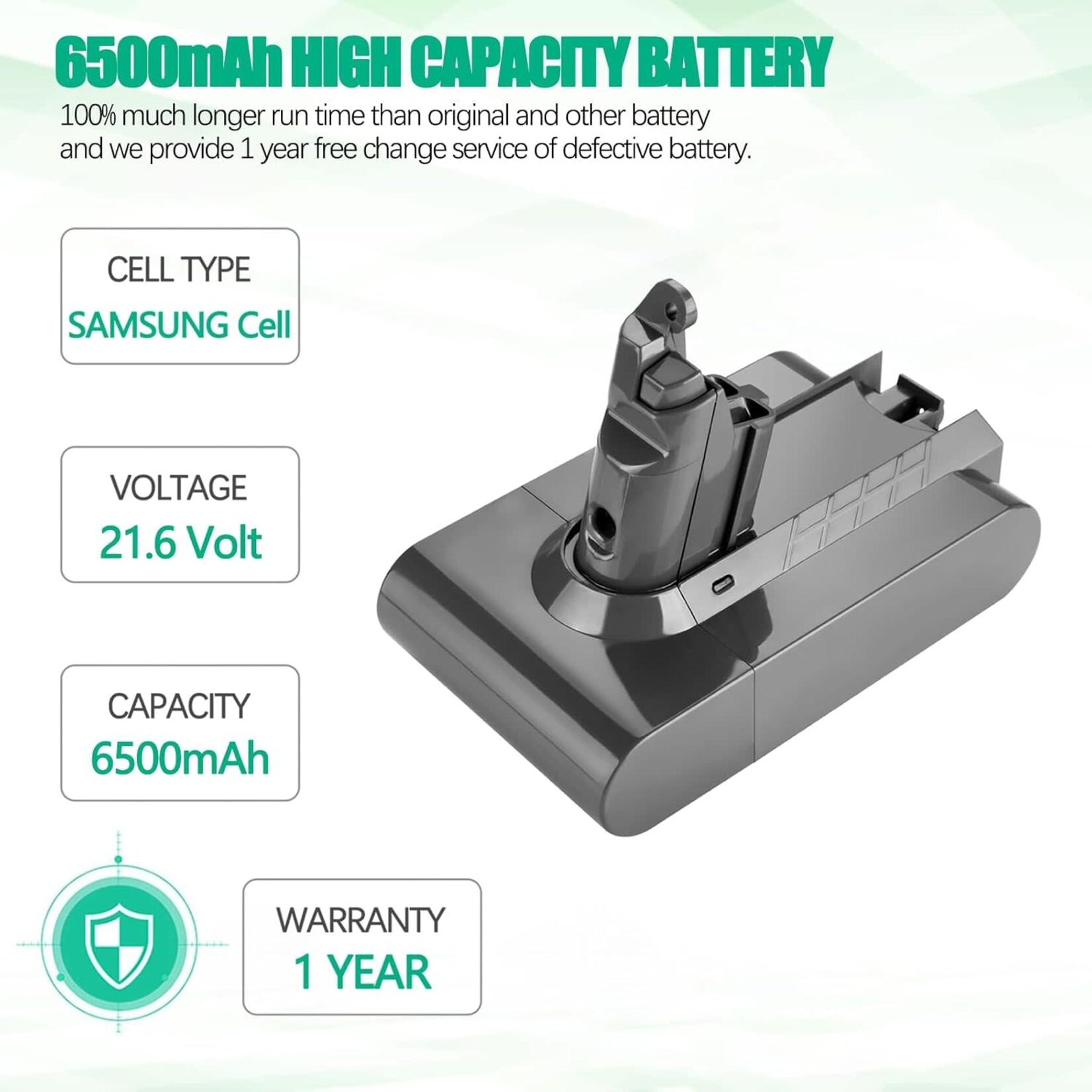 Dyson Dyson V6 Replacement Battery - 6500mAh