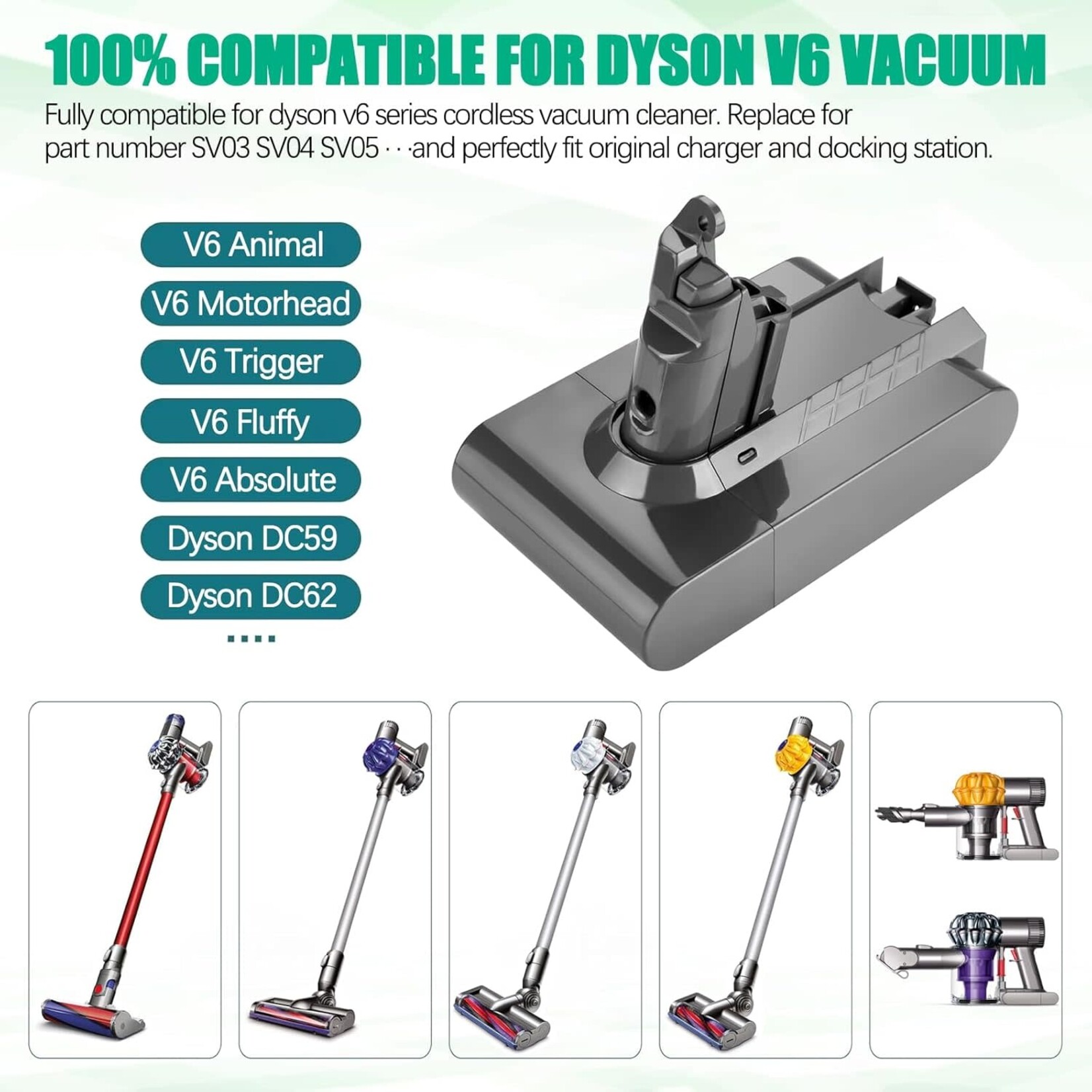 Dyson Dyson V6 Replacement Battery - 6500mAh